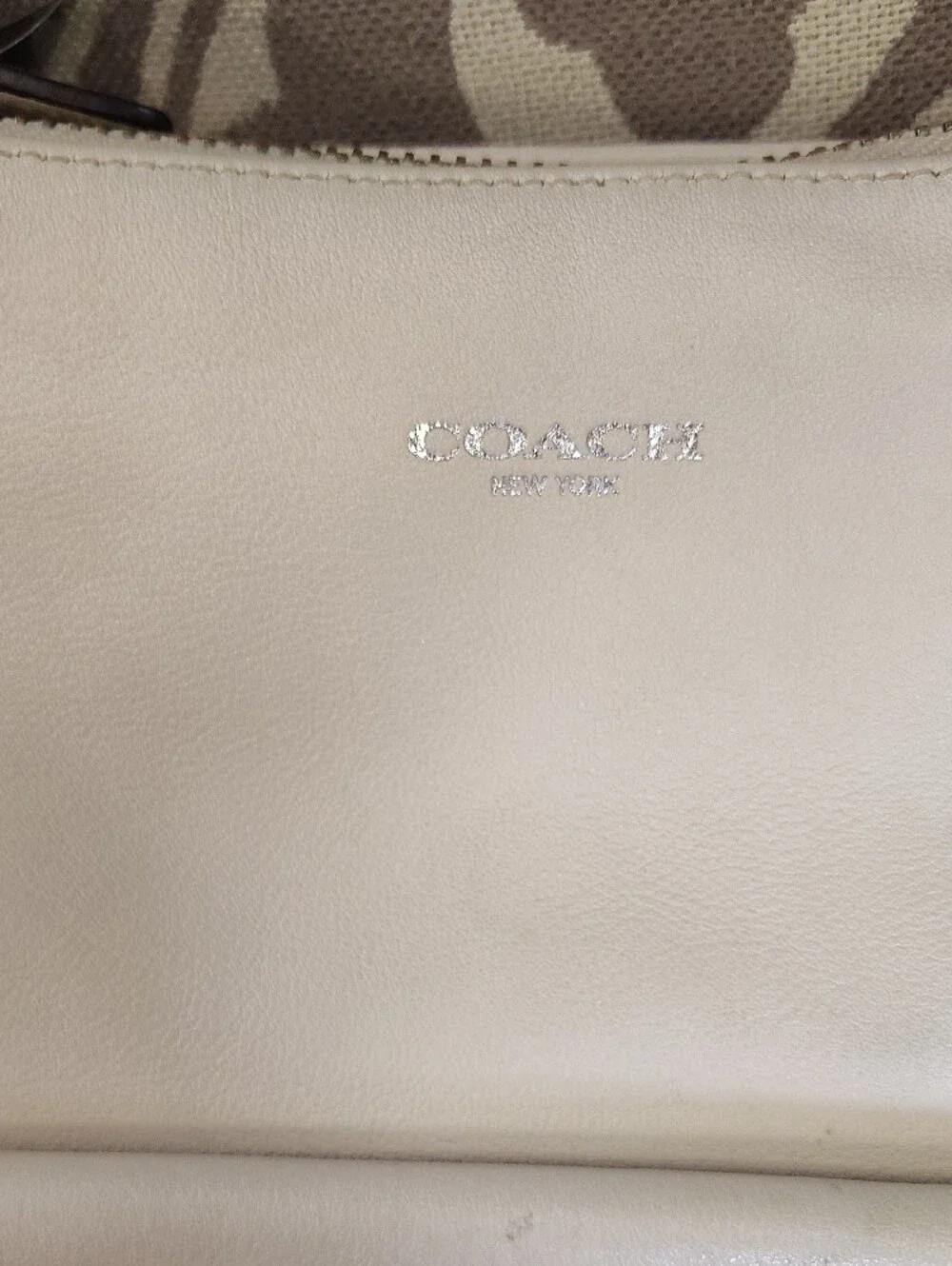 Coach Cream Leather Shoulder Hobo with Tassel
